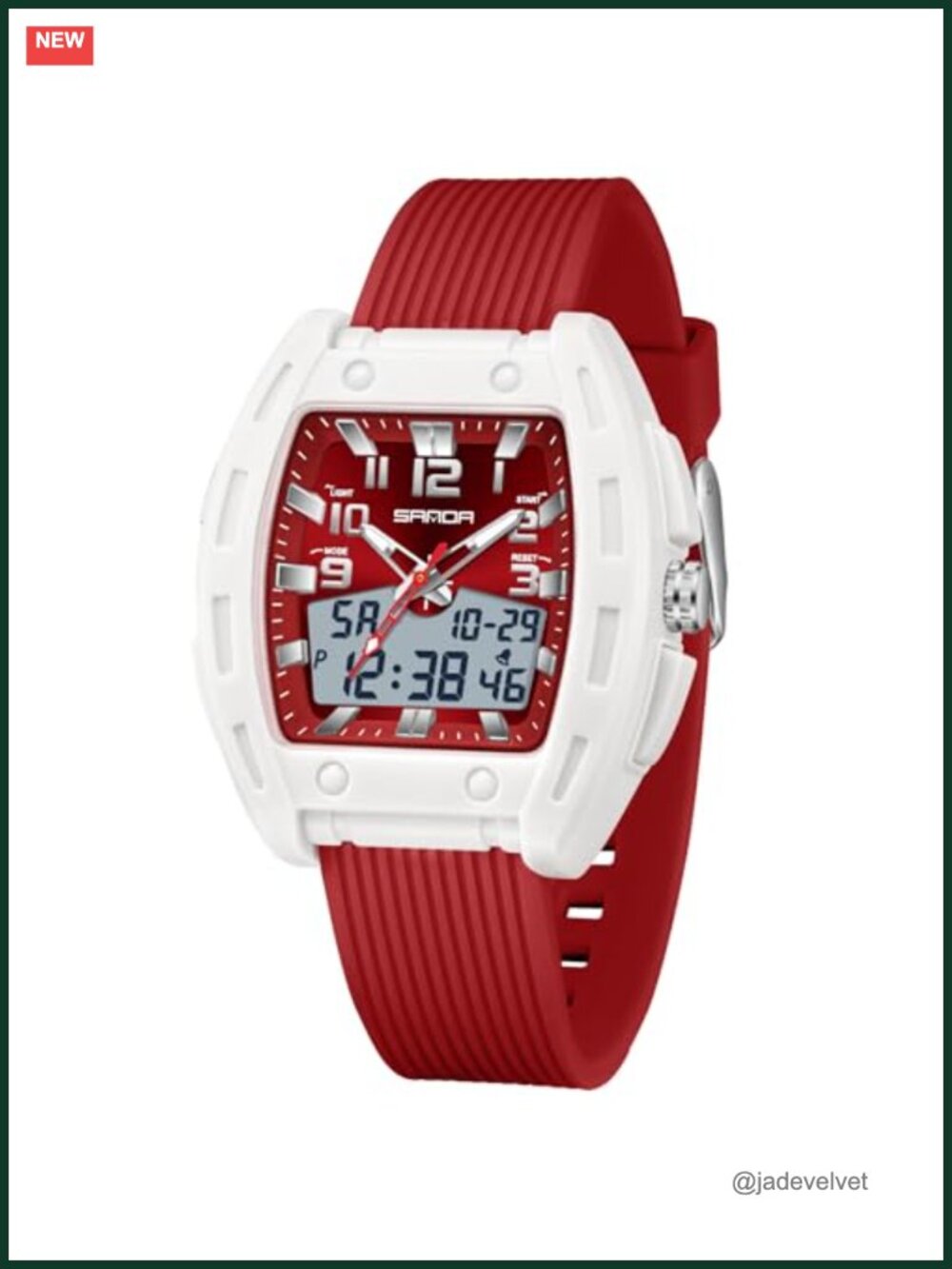Women's Rectangle Digital Analog Sports Watch Waterproof Stopwatch Alarm